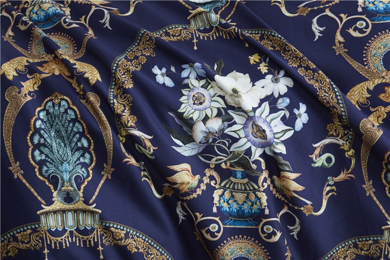 Canterbury Duvet Cover Set – 500 TC Egyptian Cotton Sateen with Elegant Floral Design