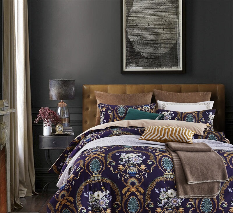 Canterbury Duvet Cover Set – 500 TC Egyptian Cotton Sateen with Elegant Floral Design