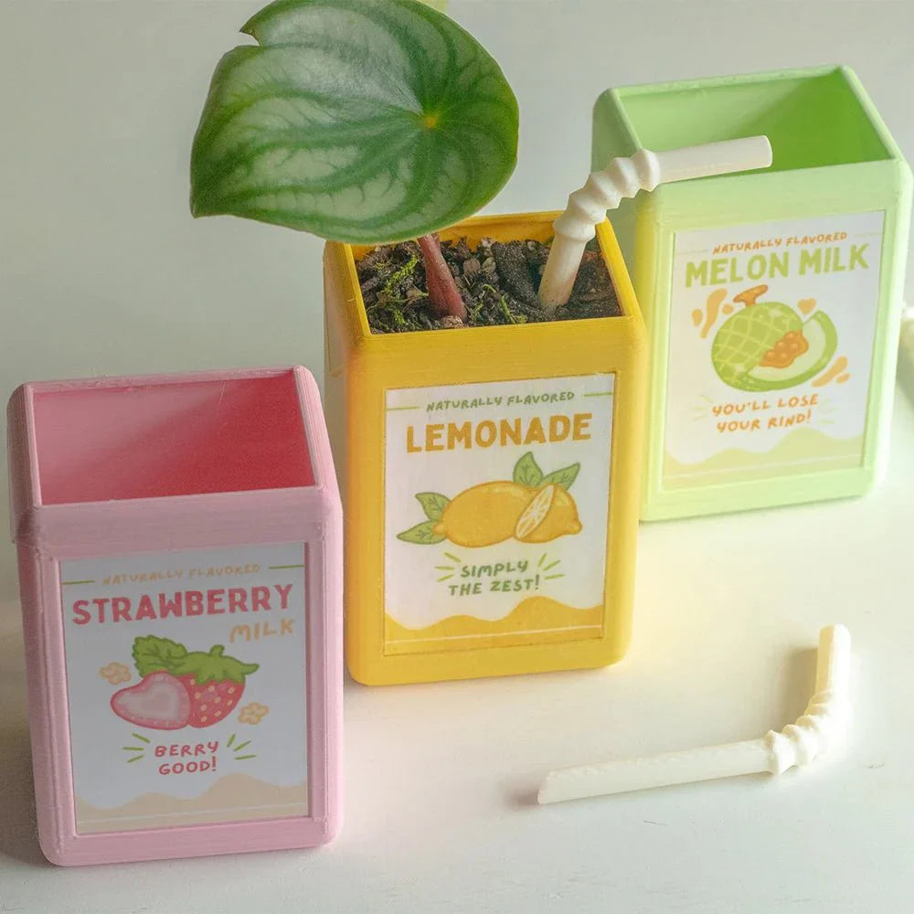 Cartoon Juice Box Shape Plant Pot - Durable Resin Decor