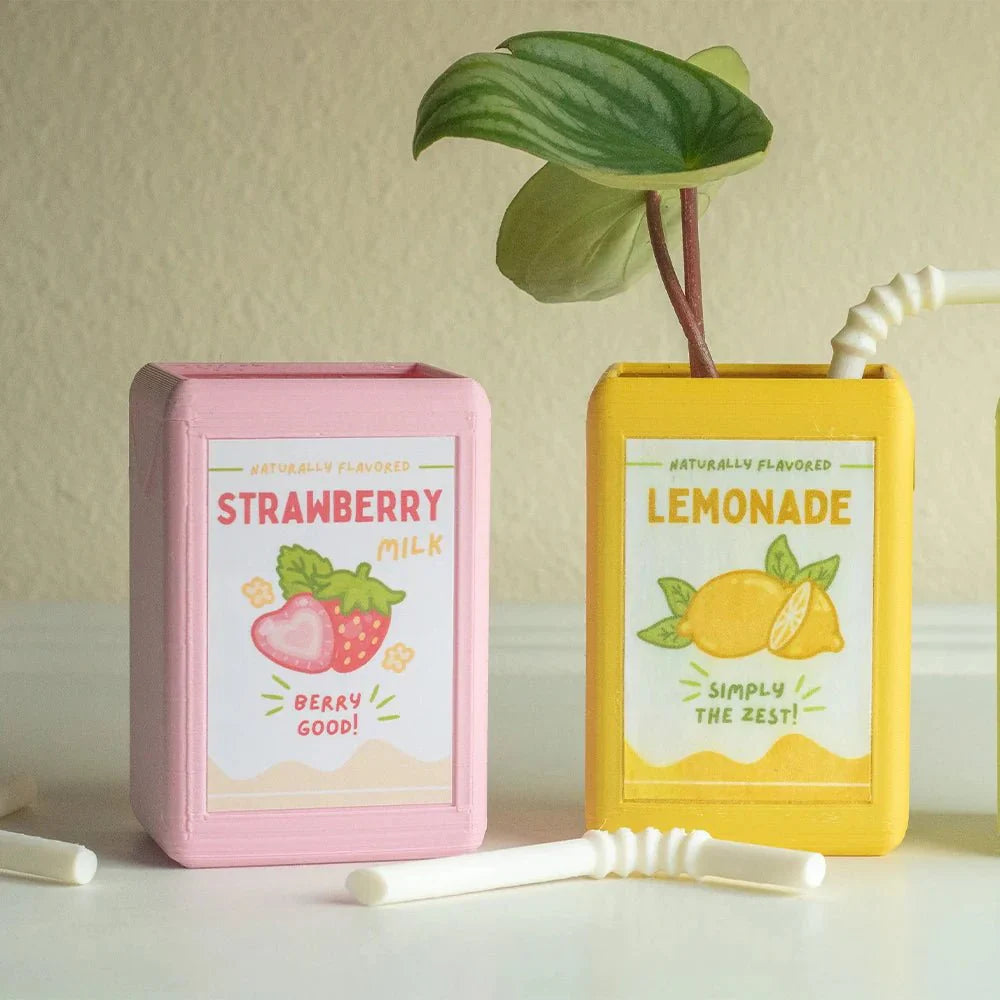 Cartoon Juice Box Shape Plant Pot - Durable Resin Decor