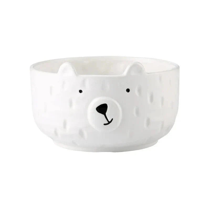 Cartoon Polar Bear Ceramic Plate and Bowl Set Eco-Friendly