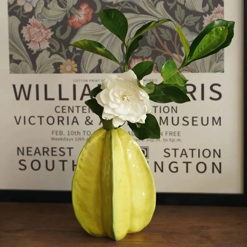 Ceramic Star Fruit Flower Vase Unique Decorative Pot