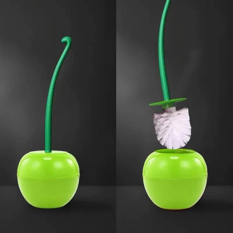 Cherry Apple Toilet Brush Holder - Fun Design, Plastic Material