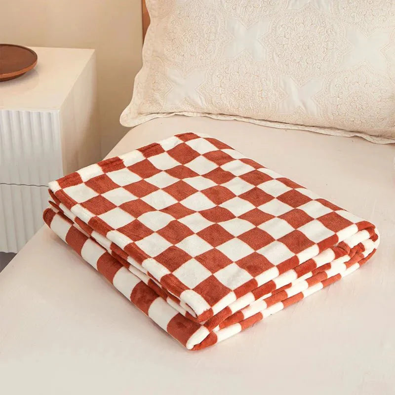 Classic Checkerboard Plaid Design Sofa Blanket for Comfort