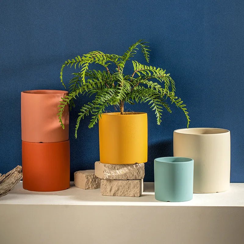 Colourful Ceramic Flower Pot with Drainage Modern Design