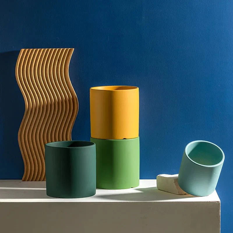 Colourful Ceramic Flower Pot with Drainage Modern Design