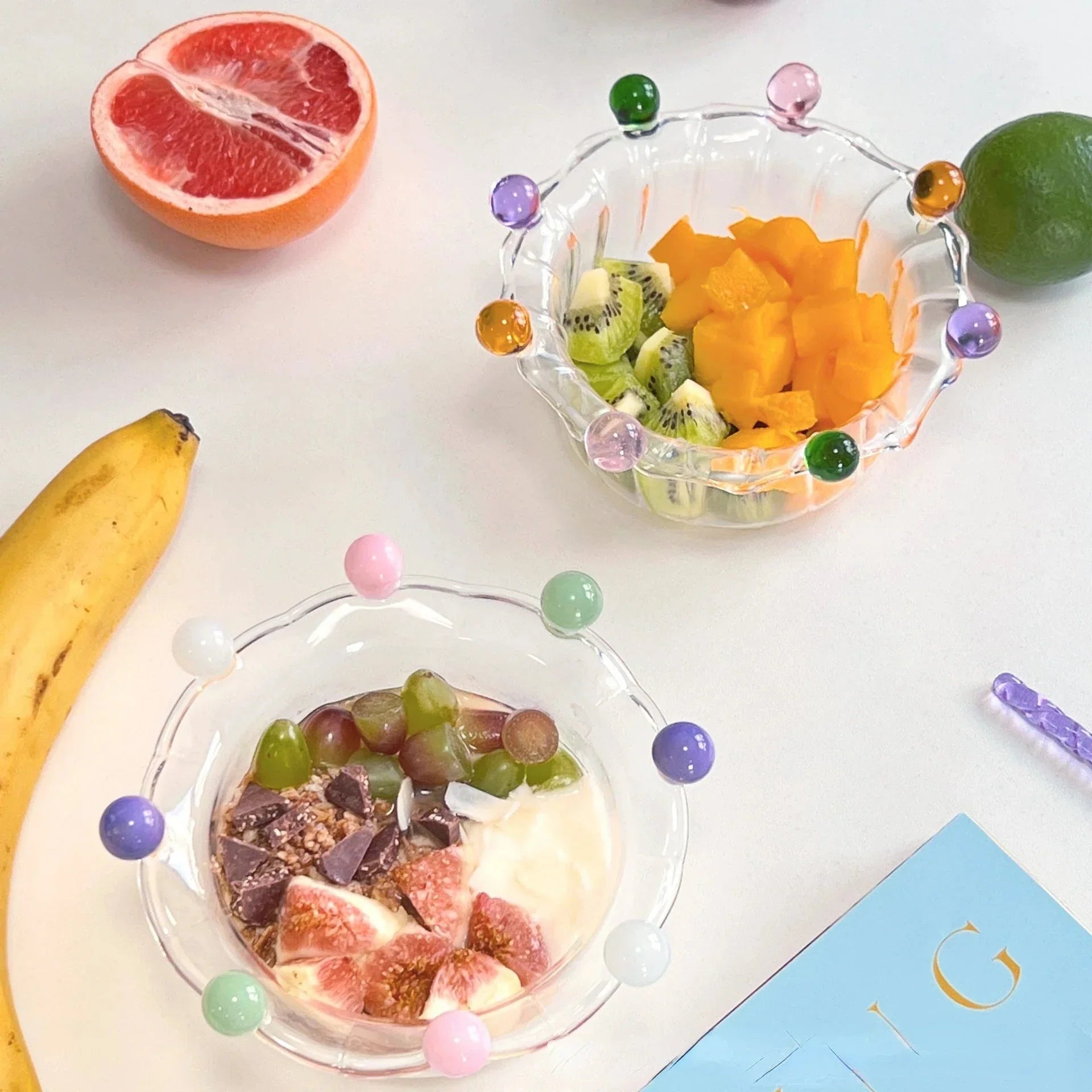 Colourful Crown Shaped Dessert Bowl - Eco-Friendly Glass Design