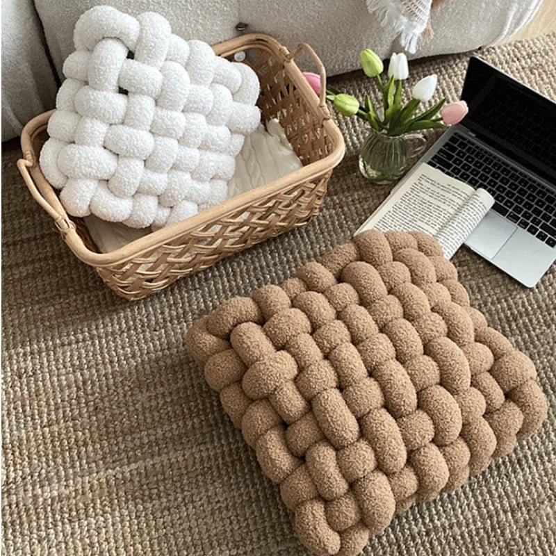 Colourful Soft Nordic Knot Sofa Cushion in Plush Fabric