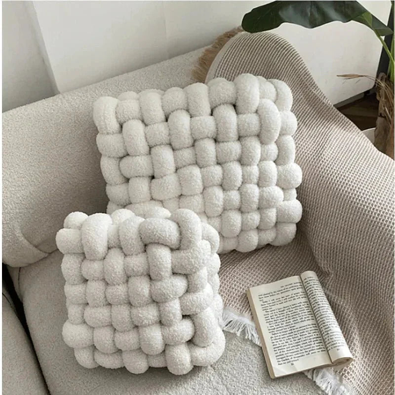Colourful Soft Nordic Knot Sofa Cushion in Plush Fabric