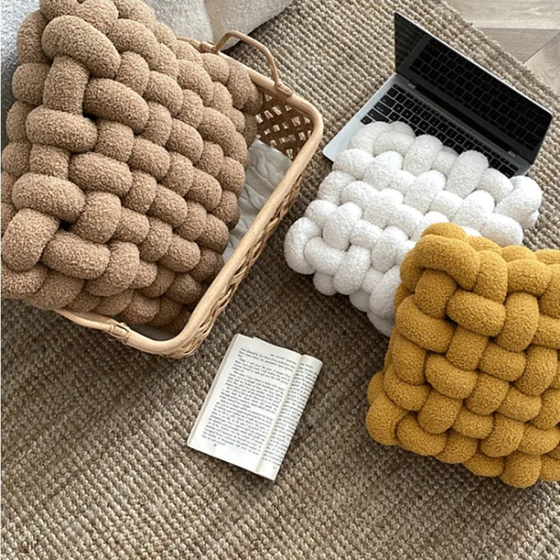 Colourful Soft Nordic Knot Sofa Cushion in Plush Fabric