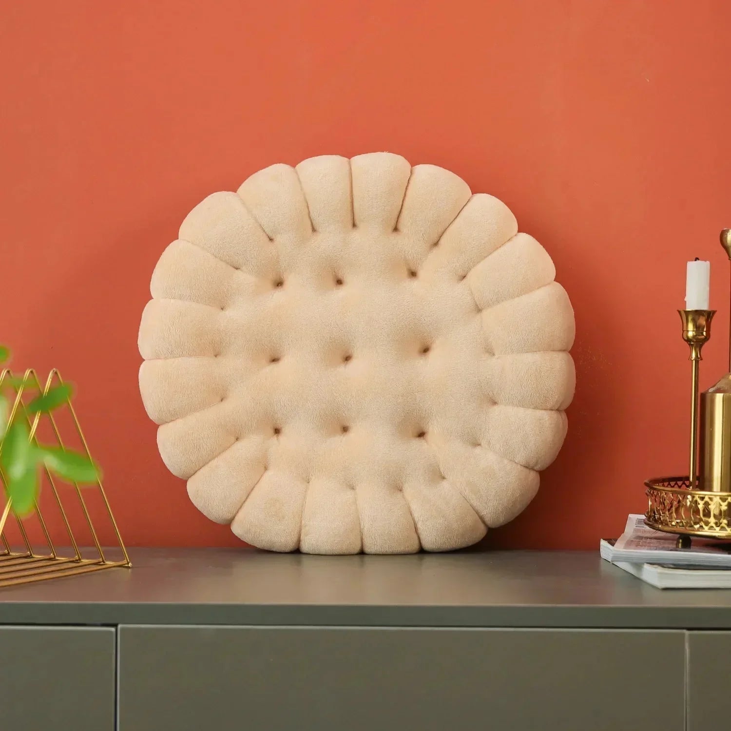 Cookie Biscuit Shape Cosy Cushion Soft Polyester Foam
