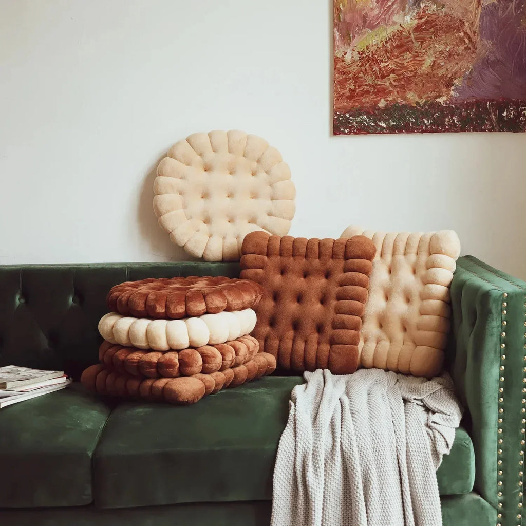 Cookie Biscuit Shape Cosy Cushion Soft Polyester Foam