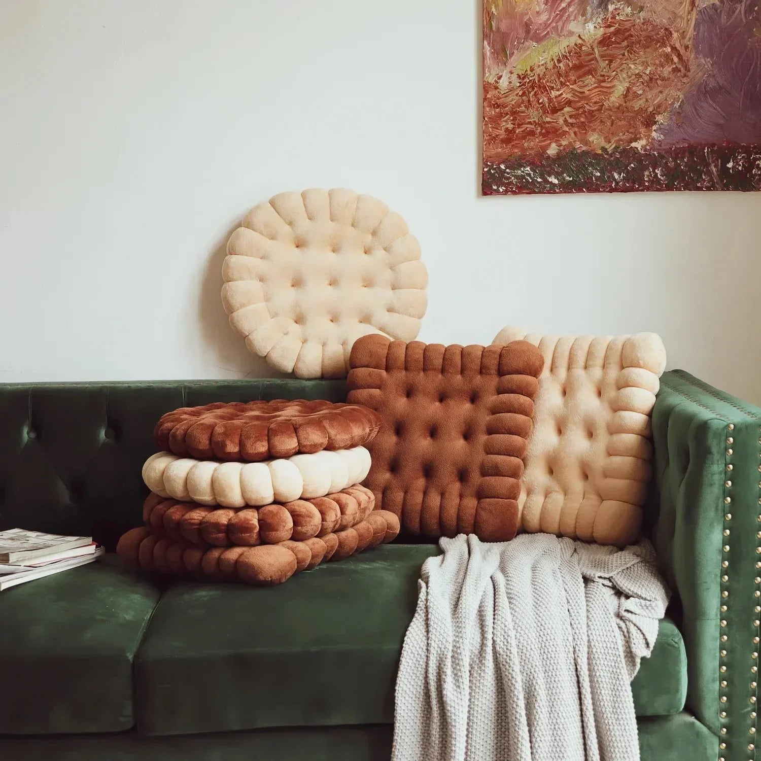 Cookie Biscuit Shape Cosy Cushion Soft Polyester Foam