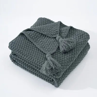 Woollen Knitted Tassel Sofa Blanket for Ultimate Comfort
