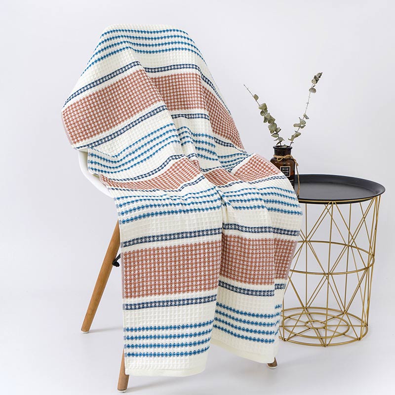 Colorblock Striped Cotton Bath Towel Super Absorbent