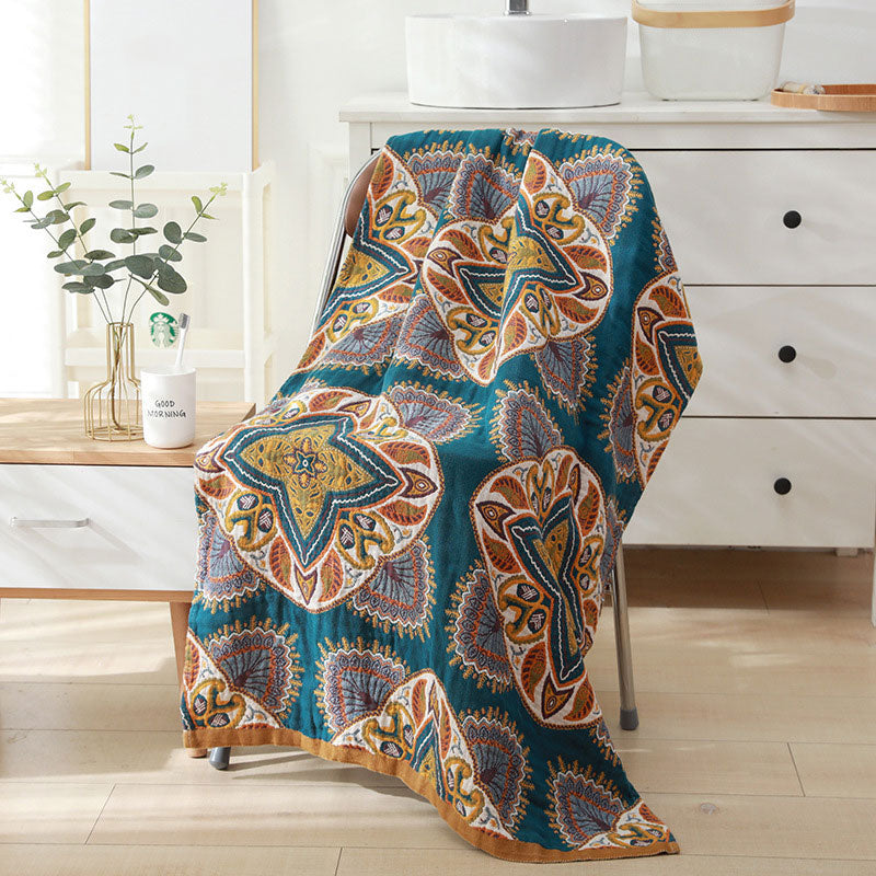 Flower Soft Towel Double Side Cotton Beach Towel