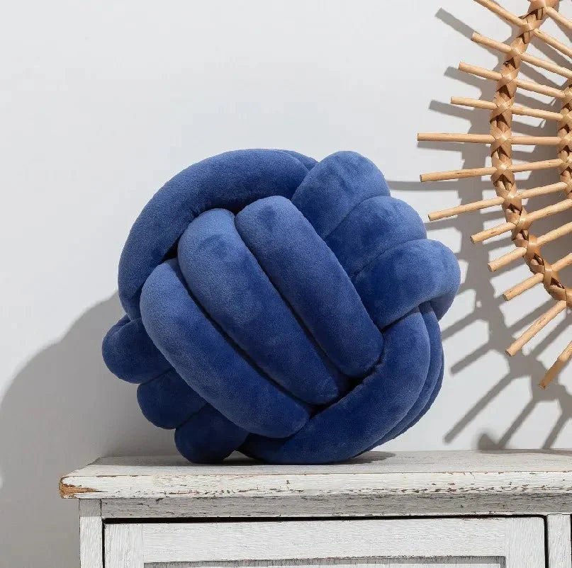Decorative Knotted Suede Effect Ball Soft Cushion Pillow