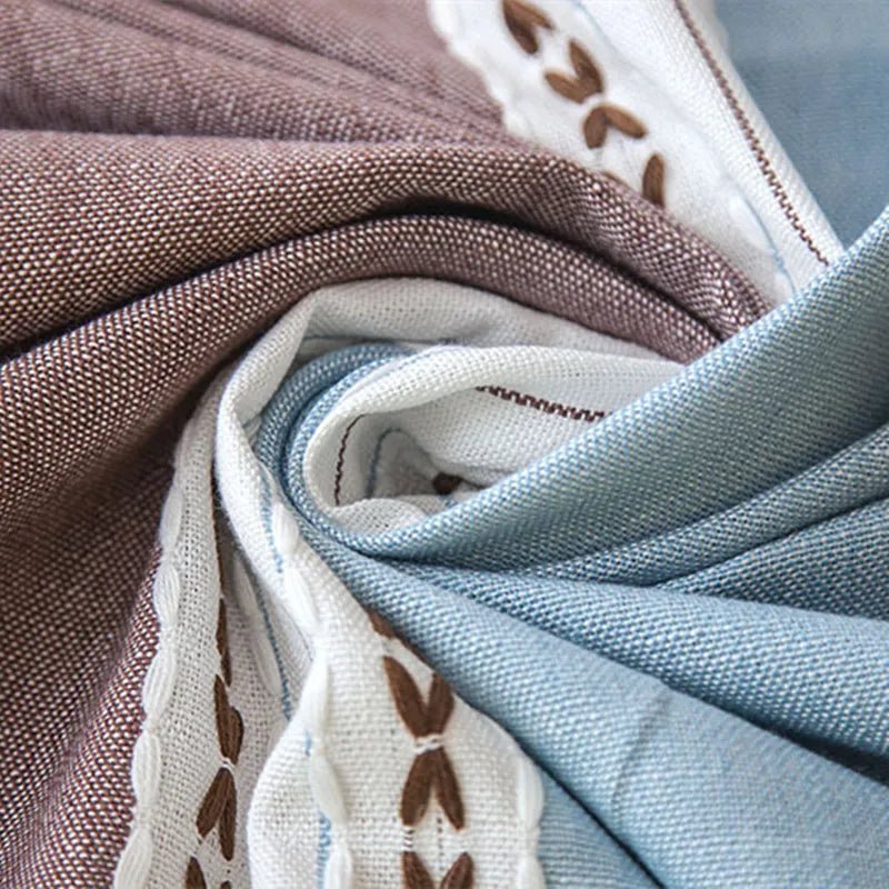 Decorative Plaid Pastel Linen Tablecloth with Tassels