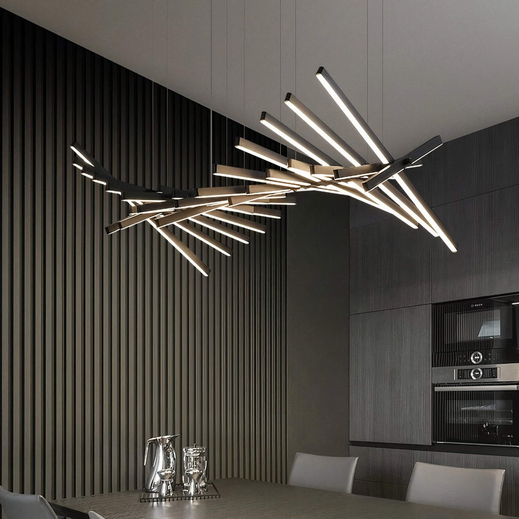 DNA Chandelier – Industrial Black LED Ceiling Light with Adjustable Design