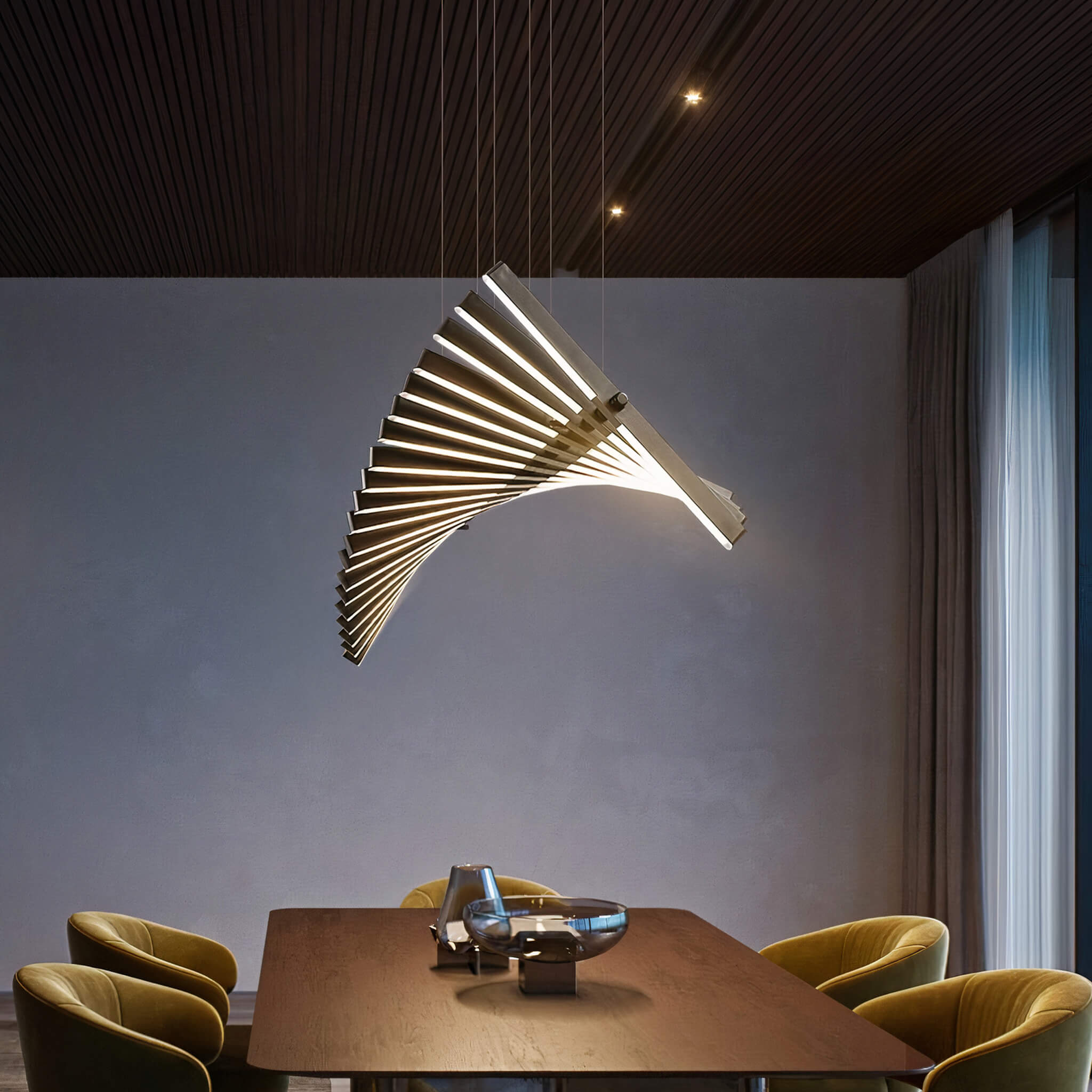 DNA Chandelier – Industrial Black LED Ceiling Light with Adjustable Design