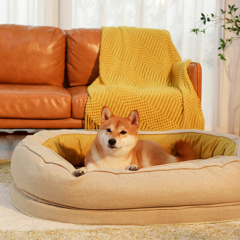 Donut Dog Bed Easy to Clean Waterproof Ultra Comfortable Cotton Velveteen