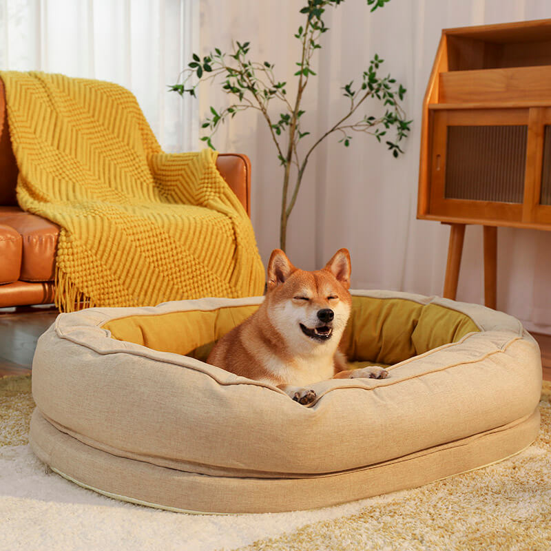 Donut Dog Bed Easy to Clean Waterproof Ultra Comfortable Cotton Velveteen