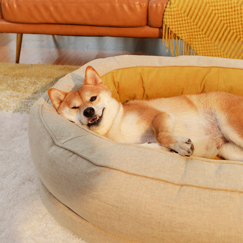 Donut Dog Bed Easy to Clean Waterproof Ultra Comfortable Cotton Velveteen