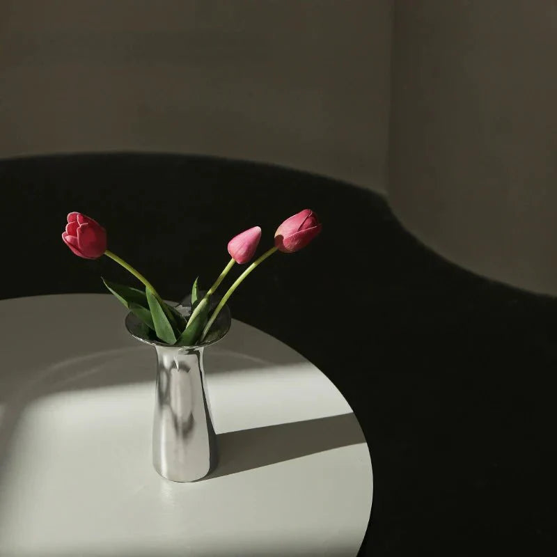 Elegant & Sleek Silver Ceramic Flower Vase for Modern Decor