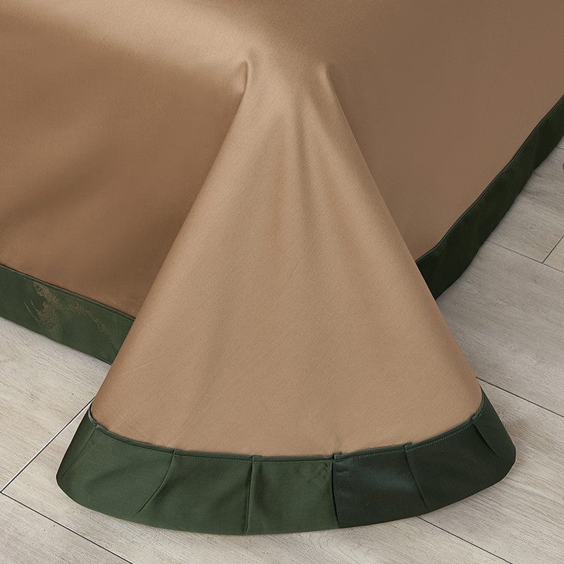 Emerald Opulence Duvet Cover Set – 1000 TC Cotton & Satin with Luxurious Marble Design