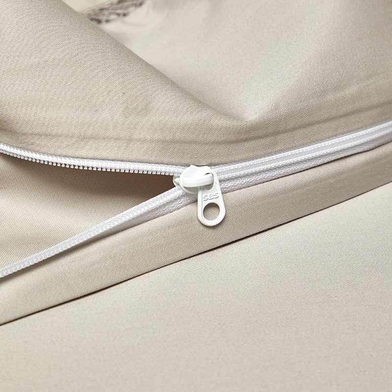 Estelle Duvet Cover Set – 1000 TC Egyptian Cotton in Warm Beige with Elegant Texture