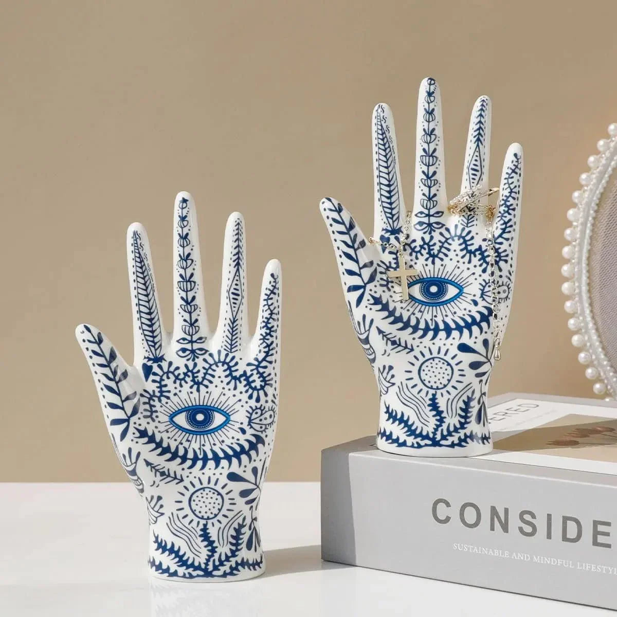 Eye of Fatima Ceramic Jewellery Display Stand for Organizing