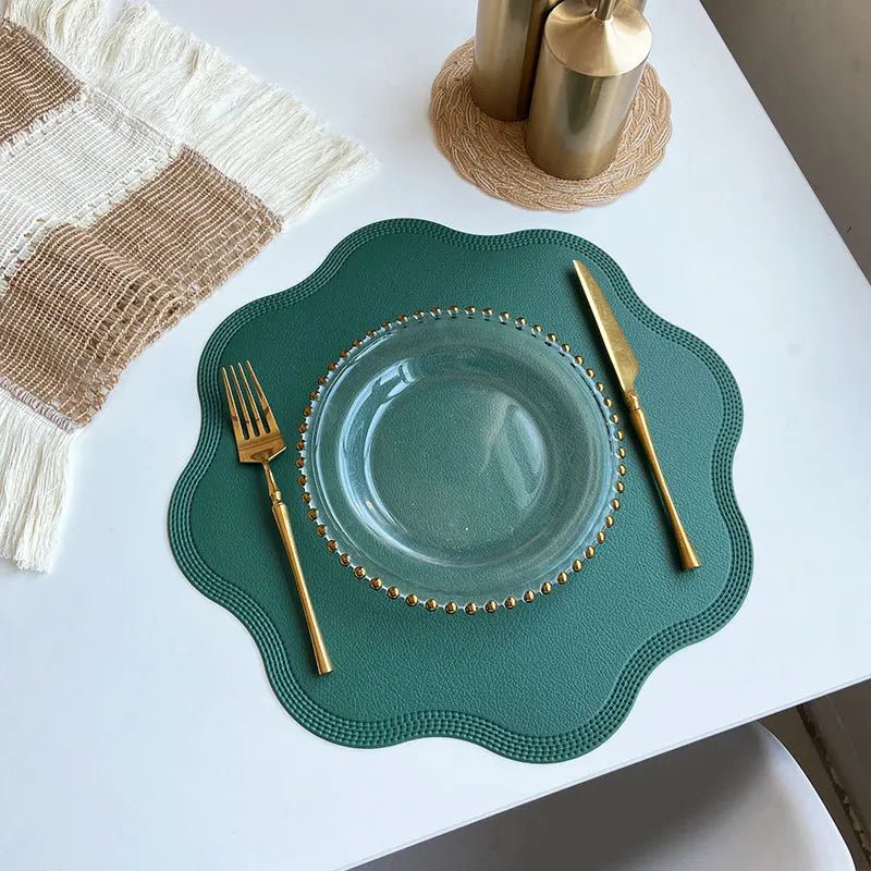 Faux Leather Flower Shaped Table Mats for Stylish Dining
