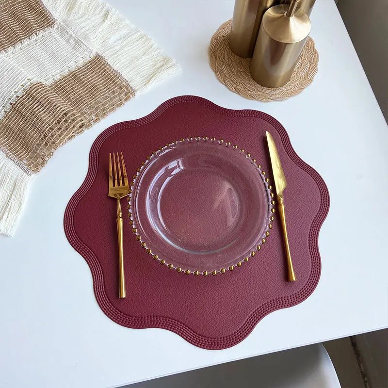 Faux Leather Flower Shaped Table Mats for Stylish Dining