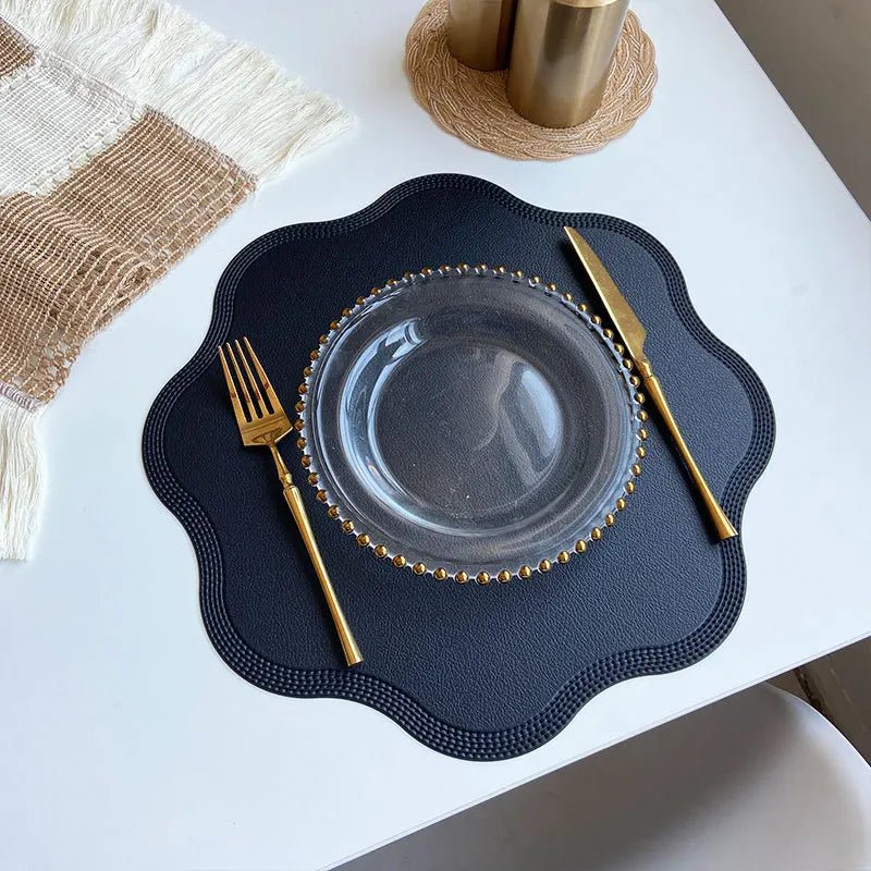 Faux Leather Flower Shaped Table Mats for Stylish Dining