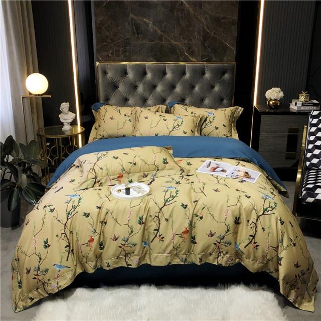 Flight of the Orient Duvet Cover Set – Vibrant Floral Print on Soft Cotton