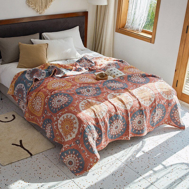 Floral Muslin Bed Cover for Cozy Comfort and Style