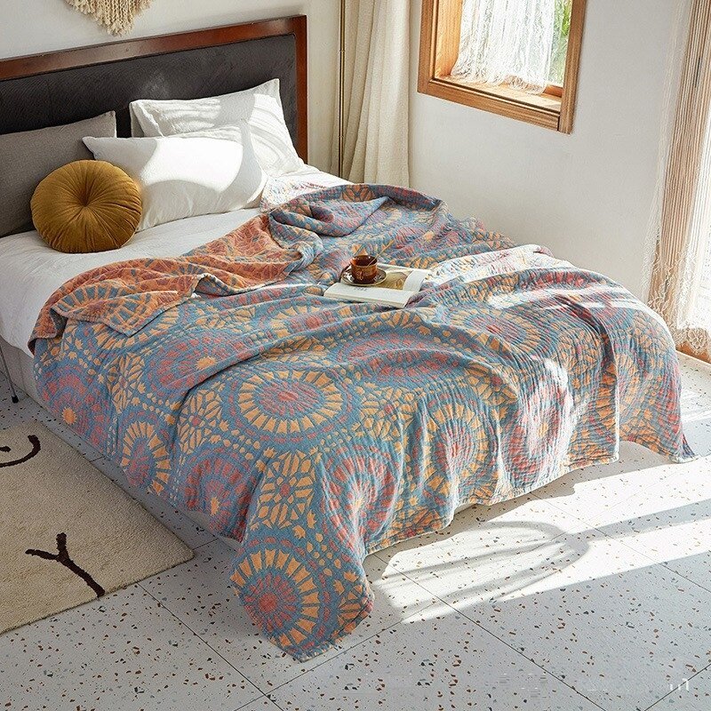 Floral Muslin Bed Cover for Cozy Comfort and Style
