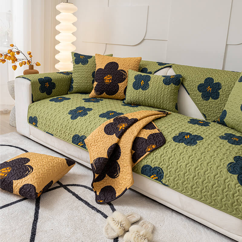 Caramel Macchiato Cotton Non-slip Couch Cover for Protection