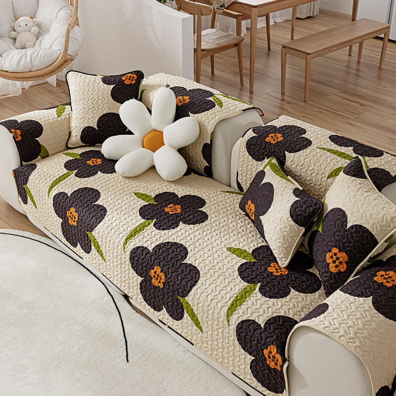 Caramel Macchiato Cotton Non-slip Couch Cover for Protection