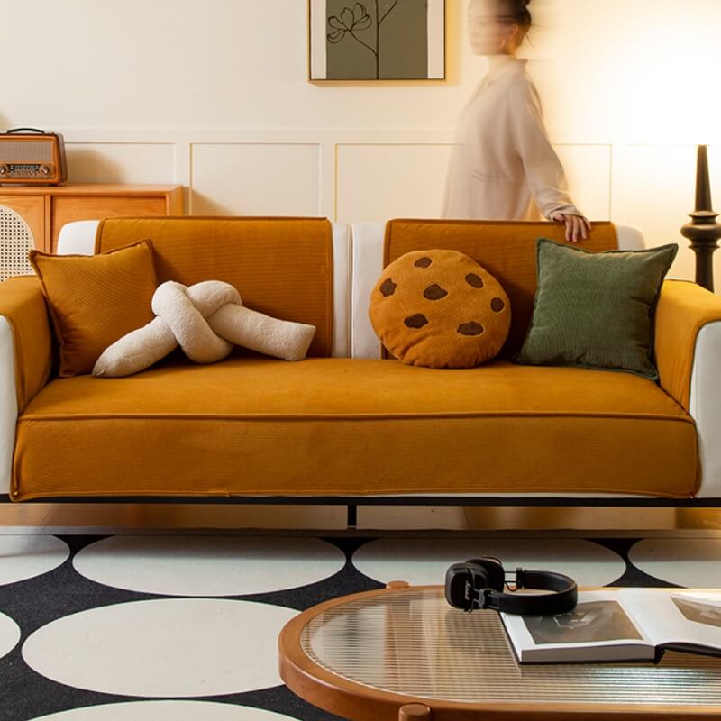 Chic Corduroy Sofa Protector Anti-slip Couch Cover 70x70 cm