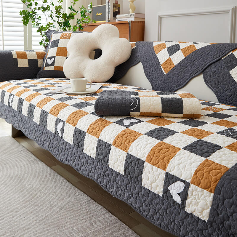 Cotton Plaid Anti-scratch Couch Cover for Pet Protection
