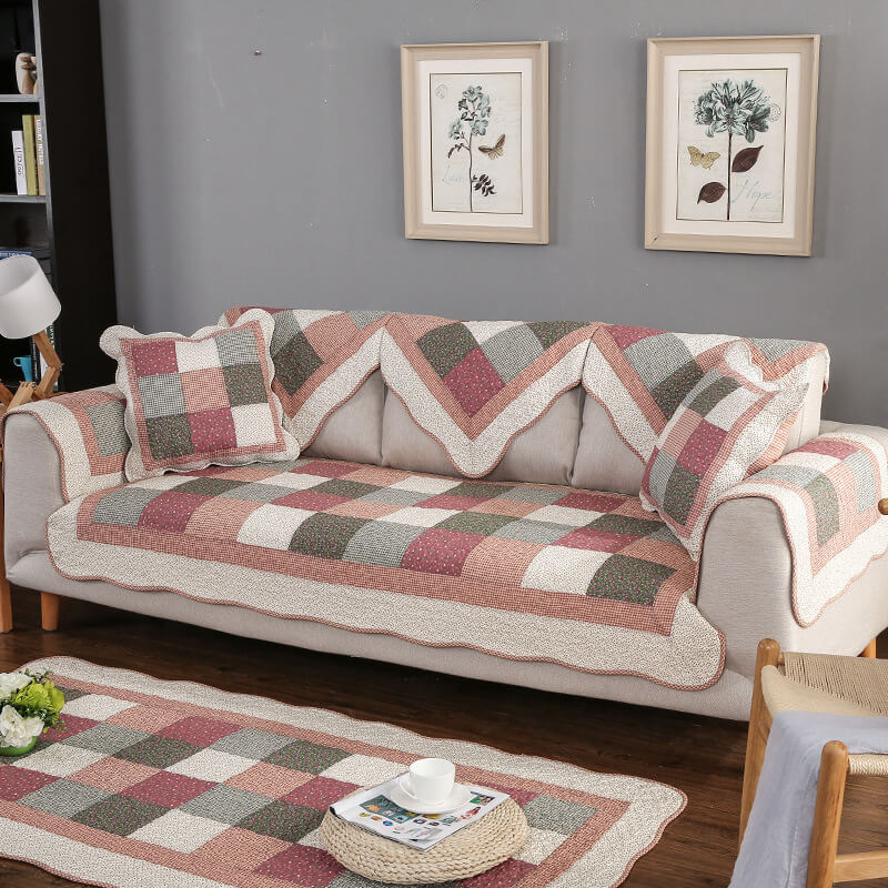 Cotton Quilted Washable Non-slip Couch Cover with Comfort