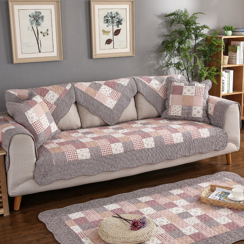 Cotton Quilted Washable Non-slip Couch Cover with Comfort