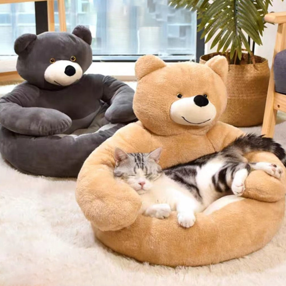 Cozy Bear Cat Sofa Soft Cuddly Adorable Kerseymer Fabric