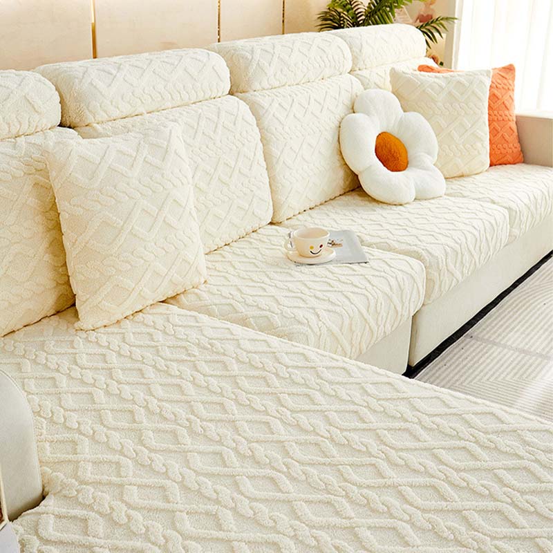 Full Wrap Soft Fleece Stretch Couch Cover for All Seasons