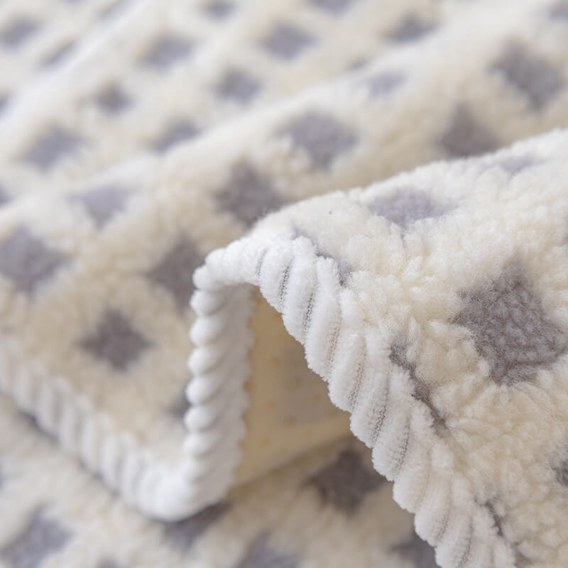 Warm Sherpa Fleece Plaid Couch Cover Furniture Protector
