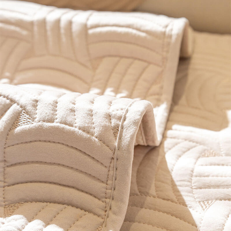 Weave Pattern Cotton Quilted Sectional Couch Cover, Non-Slip