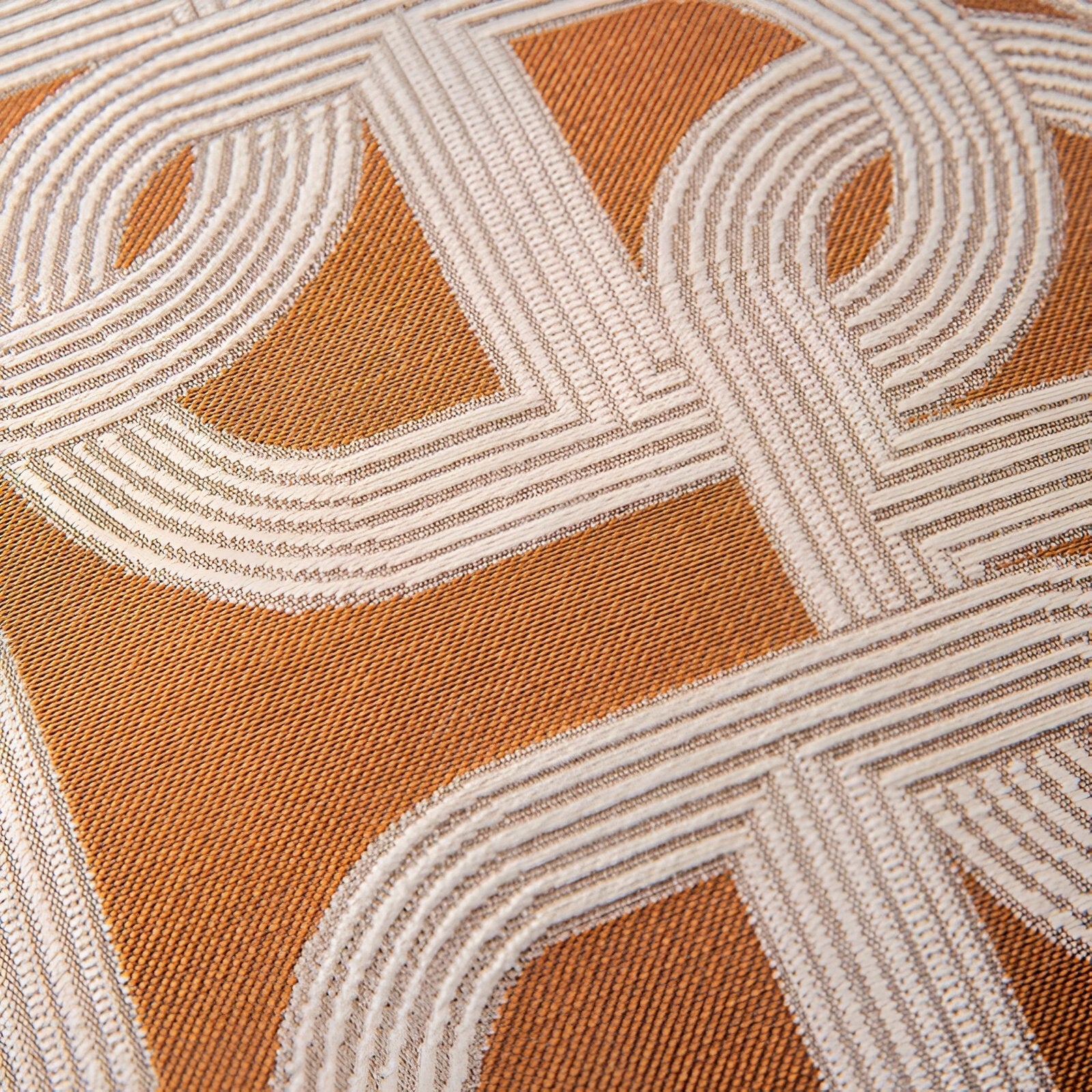 Gold Geometric Design Cushion Cover in Jacquard Style