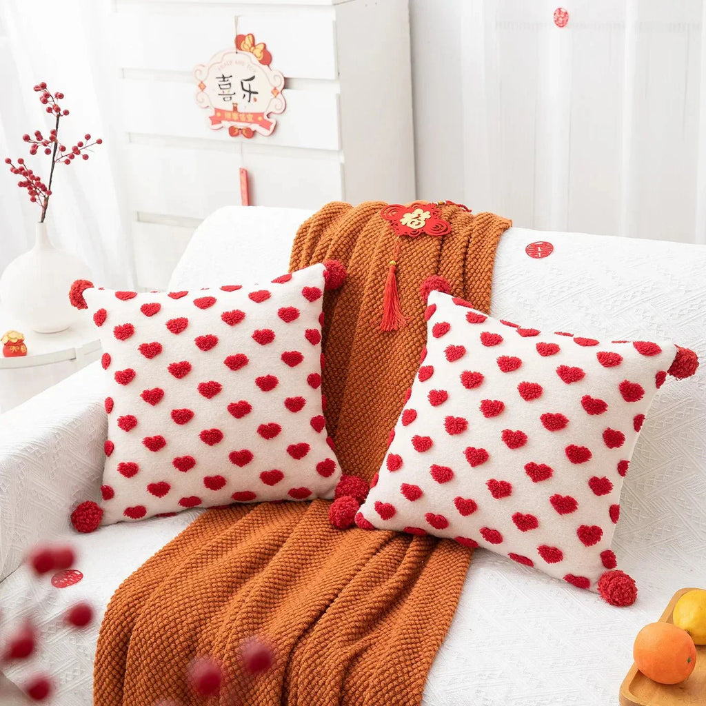 Heart Design Valentine's Cushion in Plush Terry Cloth