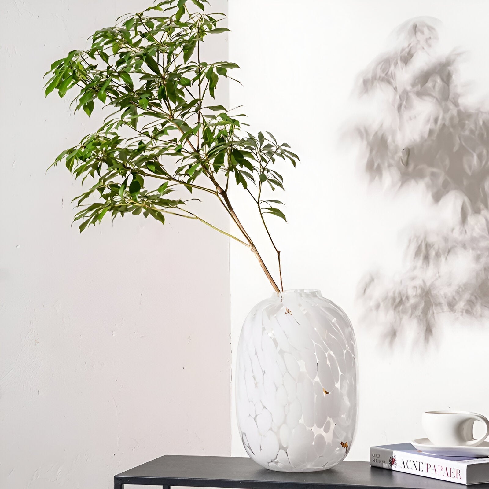 High Sense Marble Effect Glass Vase for Elegant Decor